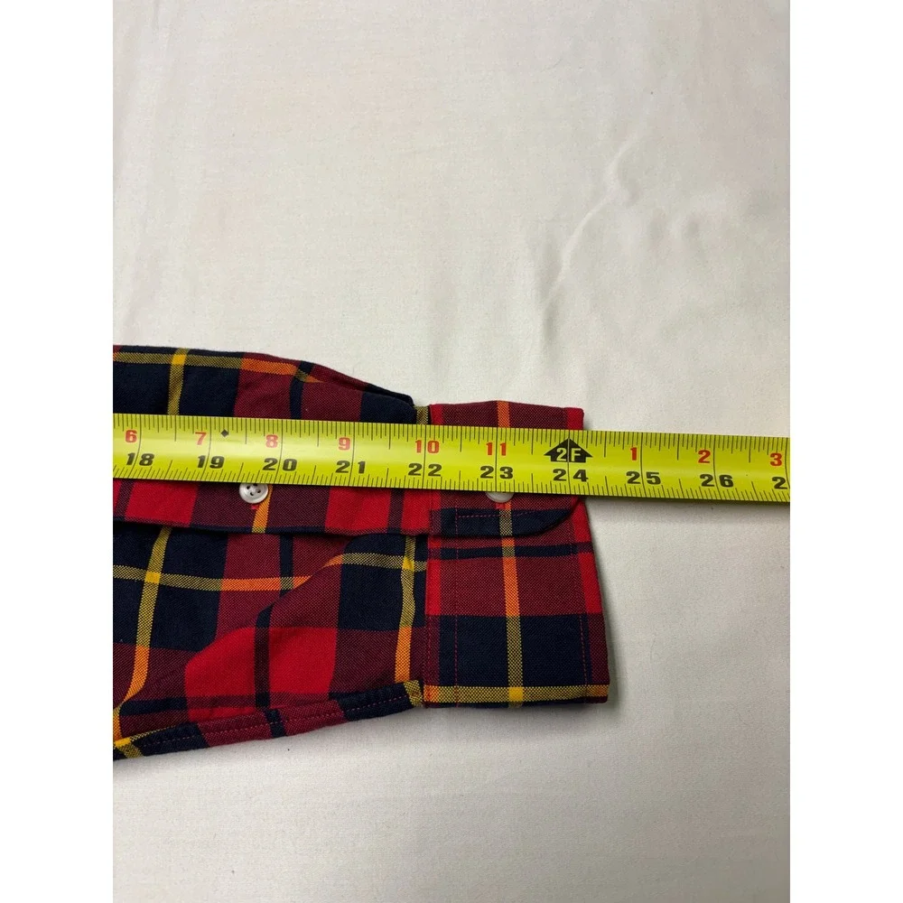 Polo Ralph Lauren Mens Classic Fit Red Navy Yellow Plaid Cotton Shirt Size M